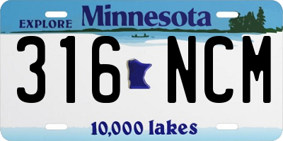 MN license plate 316NCM
