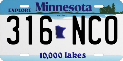 MN license plate 316NCO