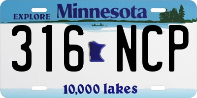 MN license plate 316NCP