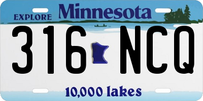 MN license plate 316NCQ