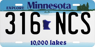 MN license plate 316NCS