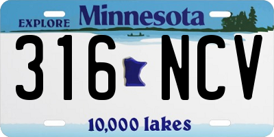 MN license plate 316NCV