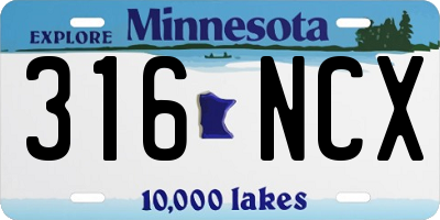 MN license plate 316NCX
