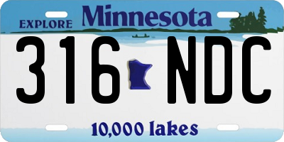 MN license plate 316NDC