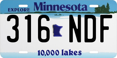 MN license plate 316NDF