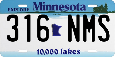 MN license plate 316NMS