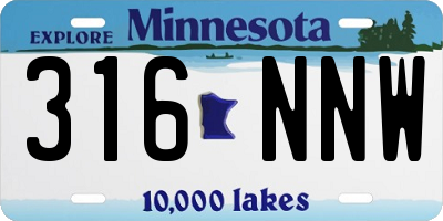 MN license plate 316NNW
