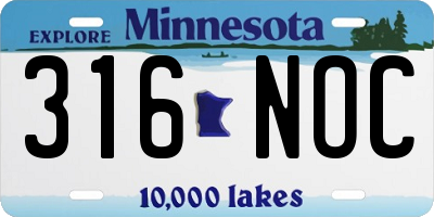 MN license plate 316NOC