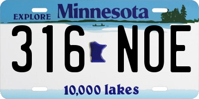 MN license plate 316NOE