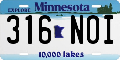 MN license plate 316NOI