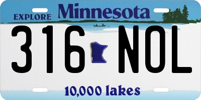 MN license plate 316NOL