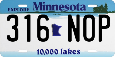 MN license plate 316NOP