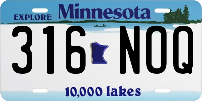 MN license plate 316NOQ