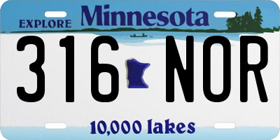 MN license plate 316NOR