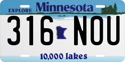 MN license plate 316NOU