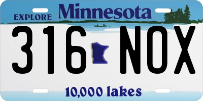 MN license plate 316NOX