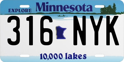 MN license plate 316NYK