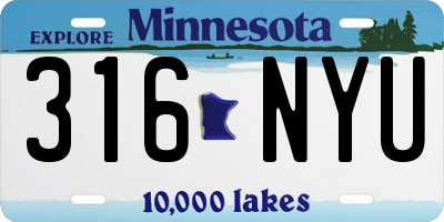 MN license plate 316NYU
