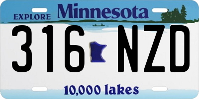 MN license plate 316NZD