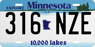 MN license plate 316NZE
