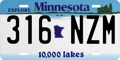 MN license plate 316NZM