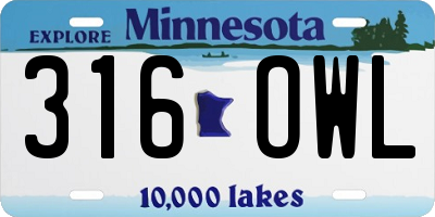 MN license plate 316OWL