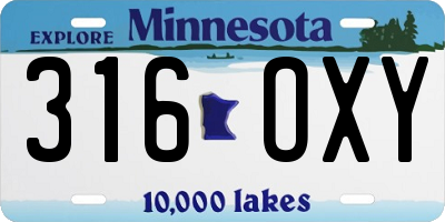 MN license plate 316OXY