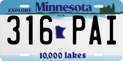MN license plate 316PAI