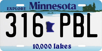 MN license plate 316PBL