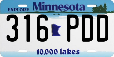 MN license plate 316PDD