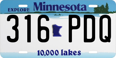 MN license plate 316PDQ