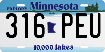 MN license plate 316PEU