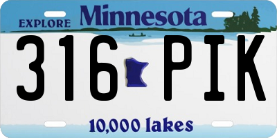 MN license plate 316PIK