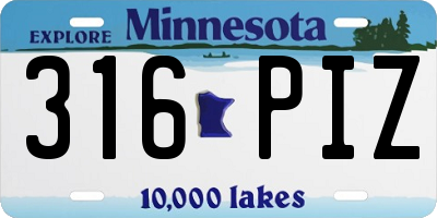 MN license plate 316PIZ