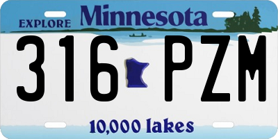 MN license plate 316PZM