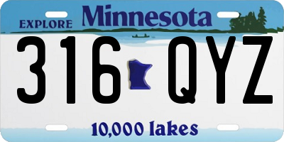 MN license plate 316QYZ