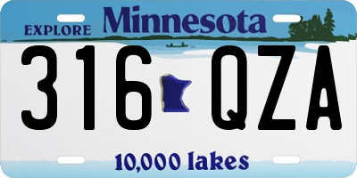 MN license plate 316QZA