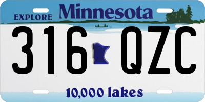 MN license plate 316QZC