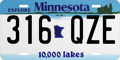 MN license plate 316QZE