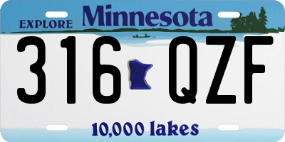 MN license plate 316QZF