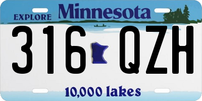 MN license plate 316QZH