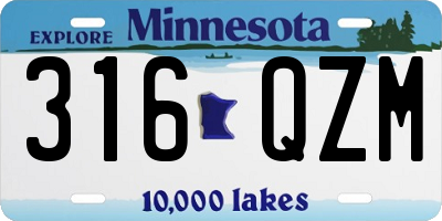 MN license plate 316QZM