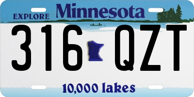 MN license plate 316QZT