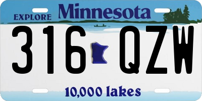 MN license plate 316QZW