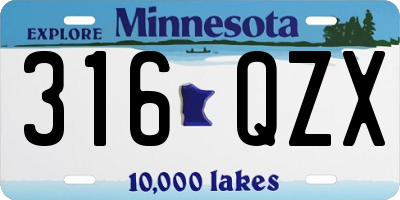 MN license plate 316QZX