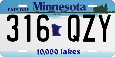 MN license plate 316QZY