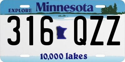 MN license plate 316QZZ