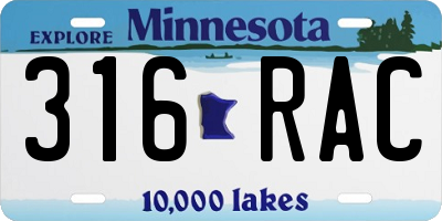 MN license plate 316RAC