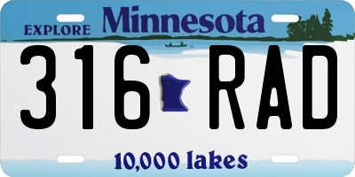 MN license plate 316RAD