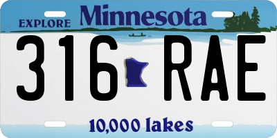 MN license plate 316RAE